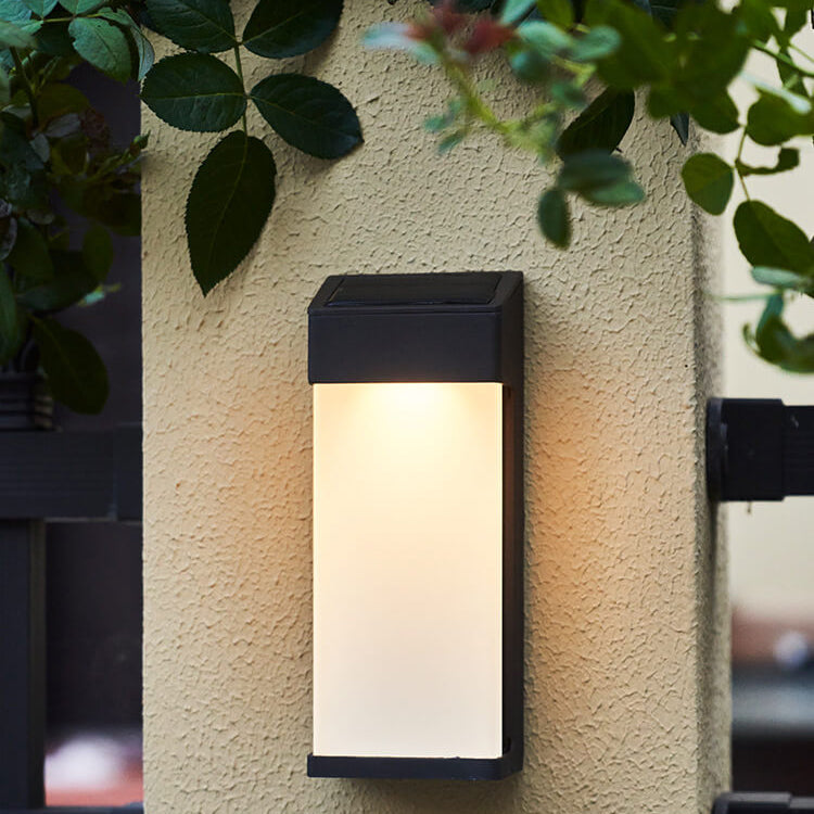 Solar Square Frosted Glass Waterproof Outdoor LED Wall Sconce Lamp