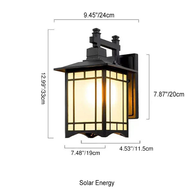 Modern Waterproof Solar Aluminum Chinese Pavilion Shape 1-Light Wall Sconce Lamp