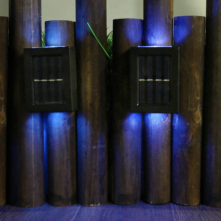 Solar Square Up and Down Lighted LED Outdoor Waterproof Garden Wall Sconce Lamp