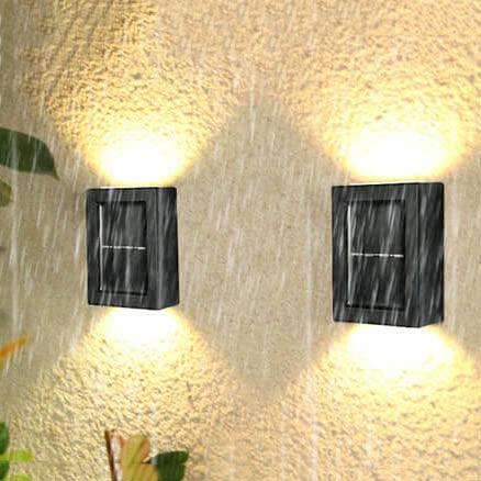 Solar Square Up and Down Lighted LED Outdoor Waterproof Garden Wall Sconce Lamp