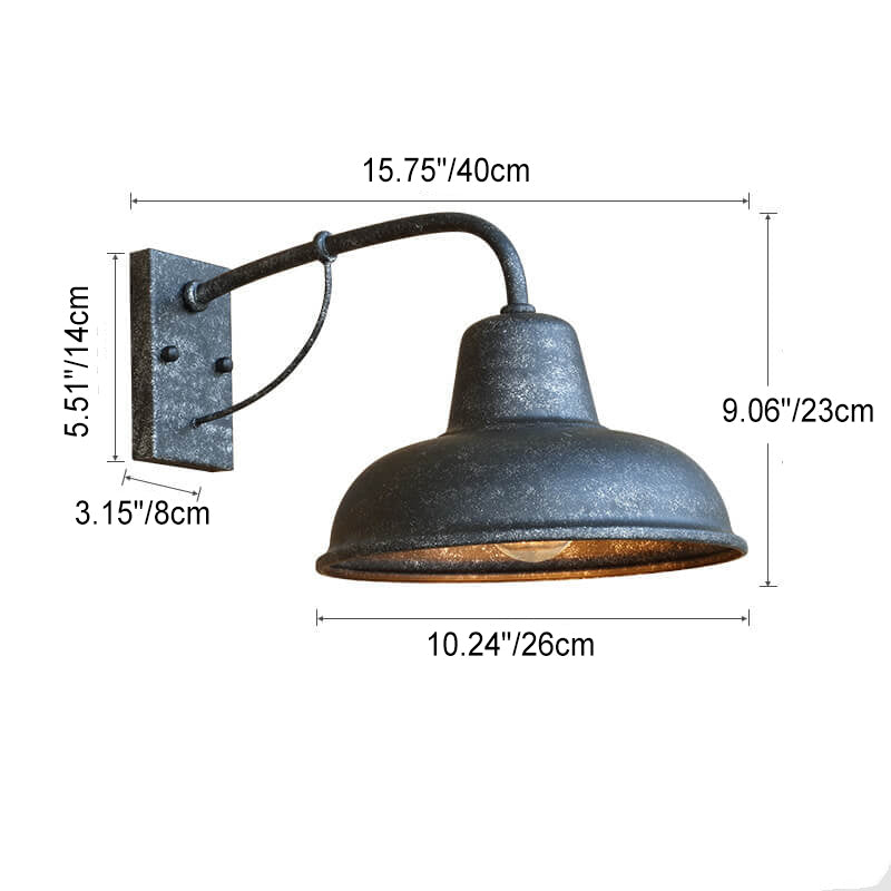 Vintage Iron Barn Waterproof Outdoor 1-Light Wall Sconce Lamp