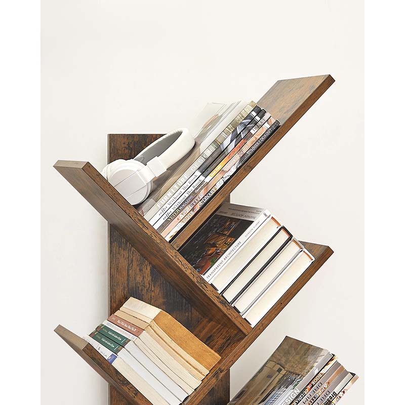 Rustic Tree-Inspired Bookshelf – 9-Tier Wooden Storage Unit