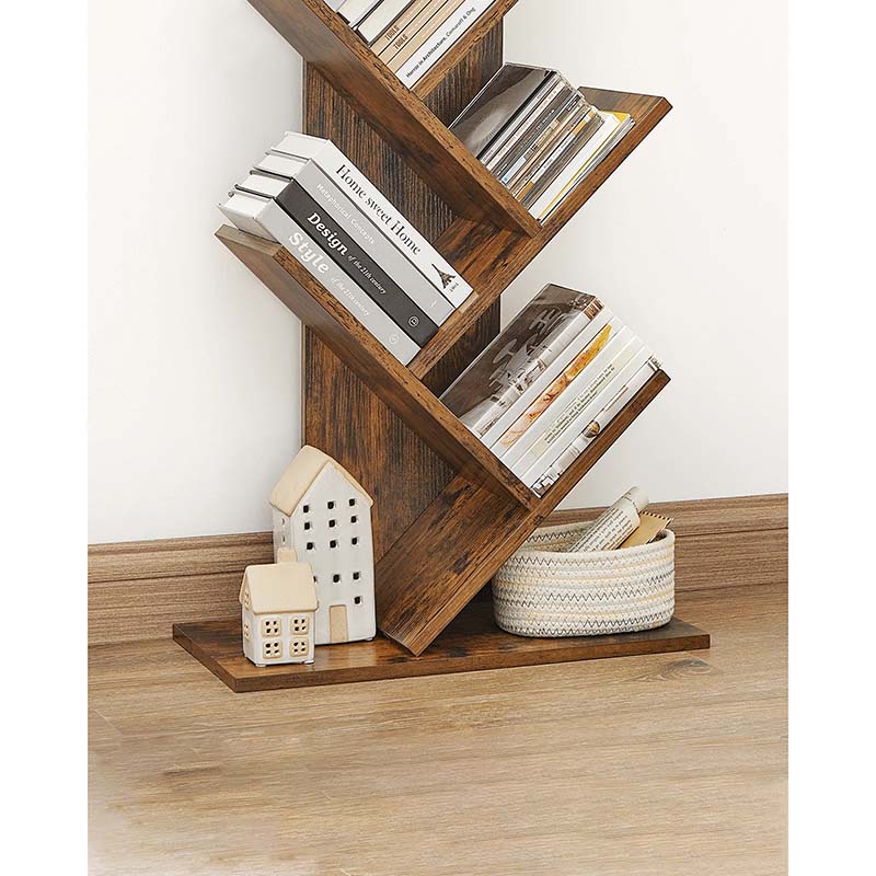 Rustic Tree-Inspired Bookshelf – 9-Tier Wooden Storage Unit
