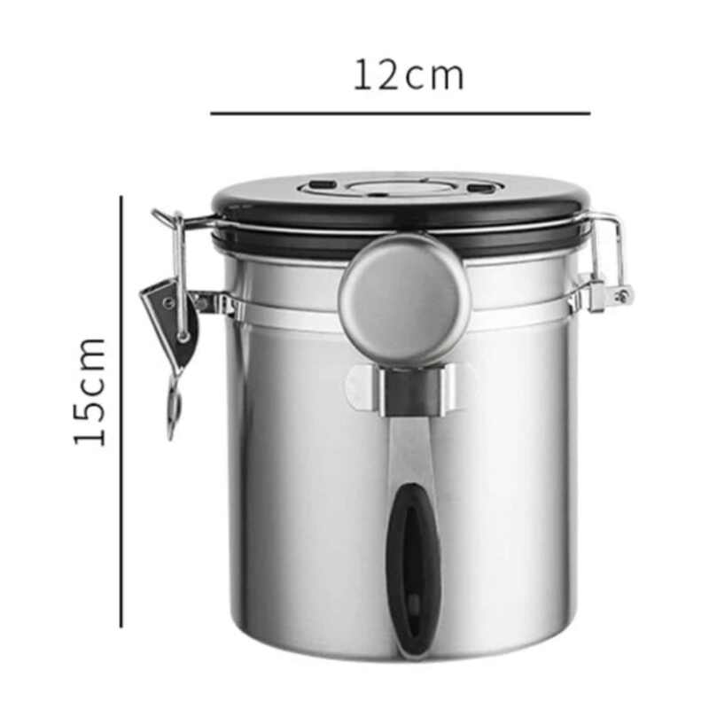 Airtight Coffee Storage Jar - Stainless Steel Coffee Bean Canister