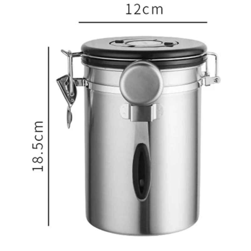 Airtight Coffee Storage Jar - Stainless Steel Coffee Bean Canister