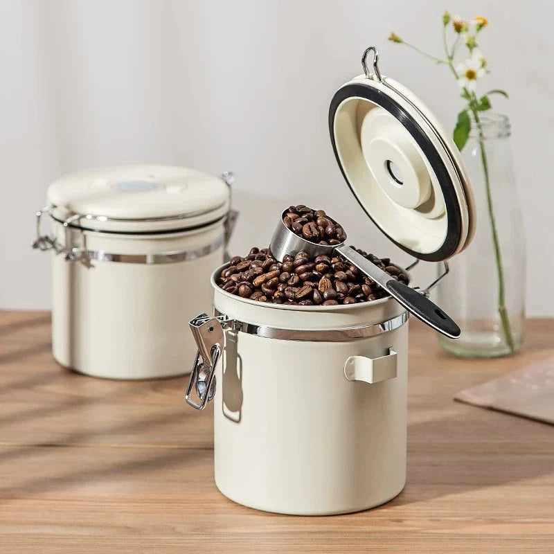 Airtight Coffee Storage Jar - Stainless Steel Coffee Bean Canister