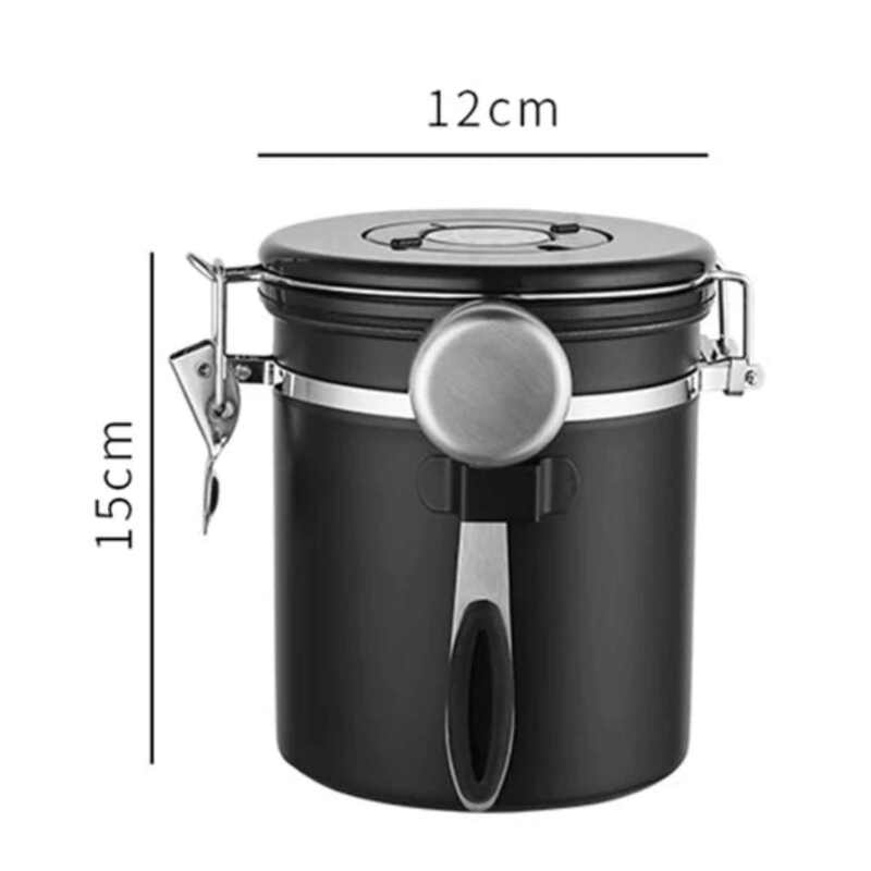 Airtight Coffee Storage Jar - Stainless Steel Coffee Bean Canister