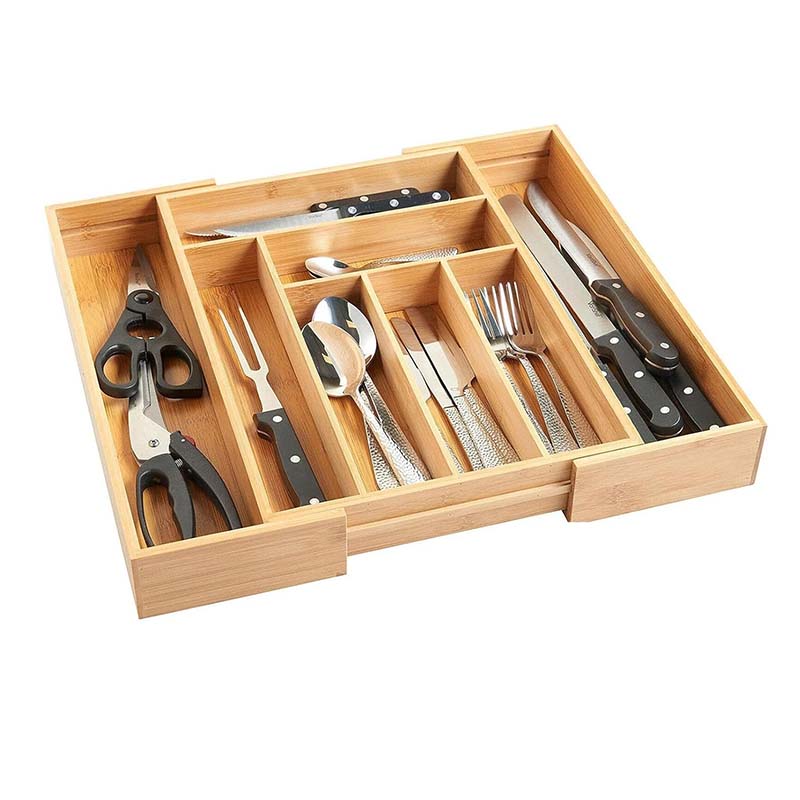 Bamboo Extendable Cutlery Tray / Adjustable Kitchen Drawer Organiser