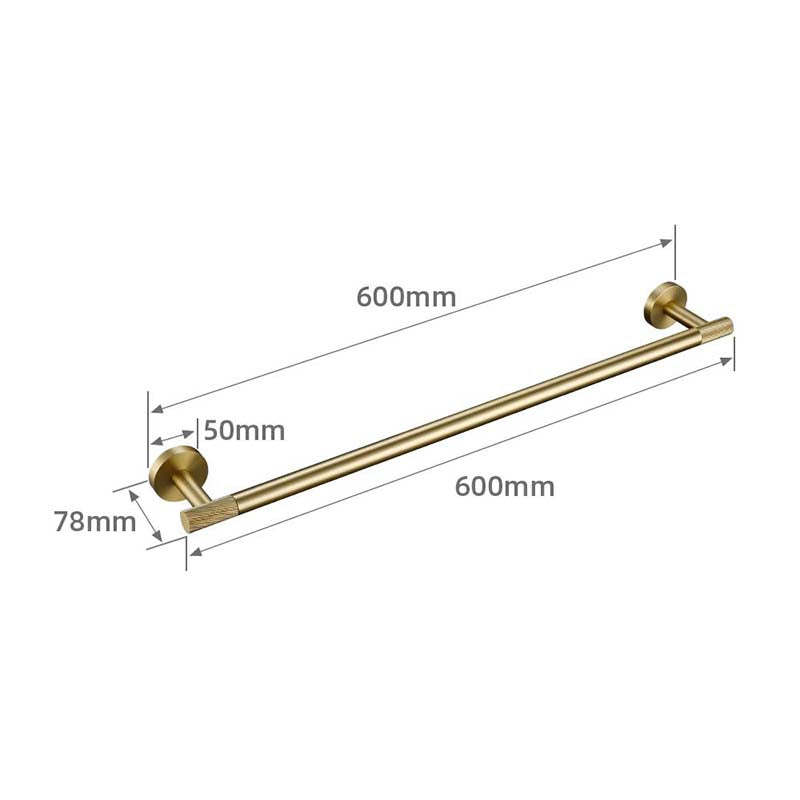 Brushed Gold Bathroom Accessories – Towel Rail, Toilet Roll Holder, Hooks and Shelf