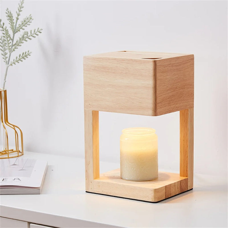 Wooden Candle Warmer Lamp – Modern Scandinavian Light