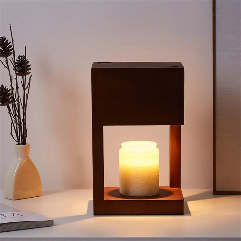 Wooden Candle Warmer Lamp – Modern Scandinavian Light