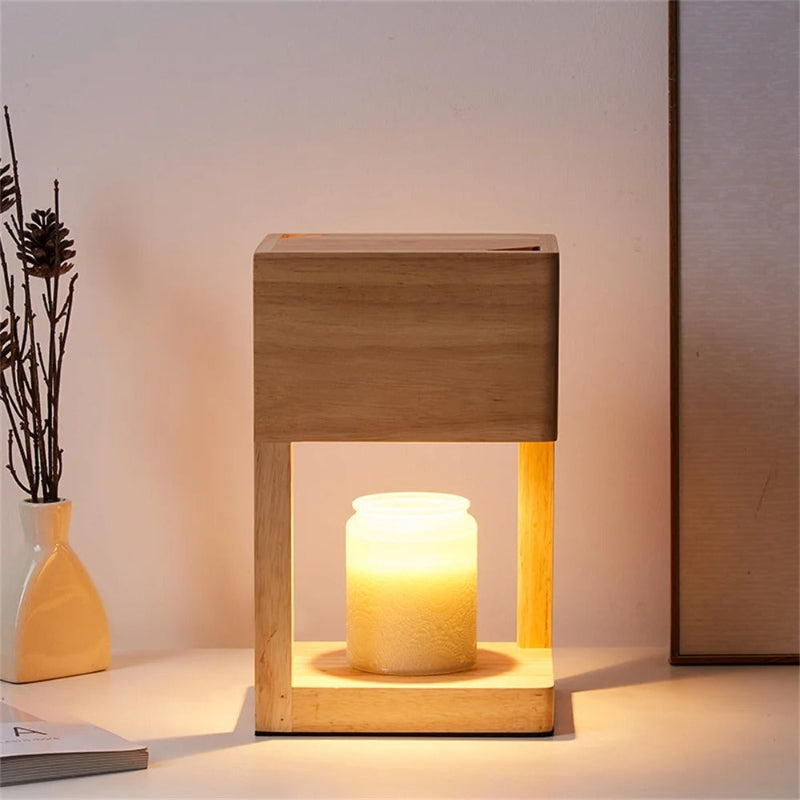 Wooden Candle Warmer Lamp – Modern Scandinavian Light
