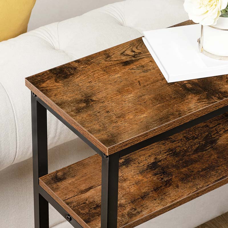 Modern Narrow Console Table – Black Metal & Rustic Wood Design