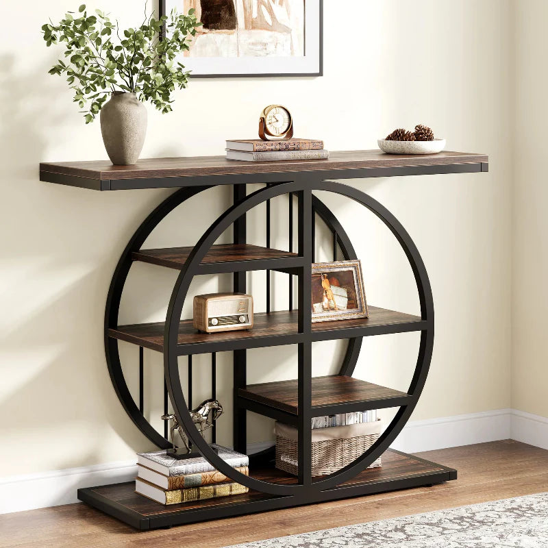 Elegant Rustic Console Table / Industrial 4-Tier Entryway Table