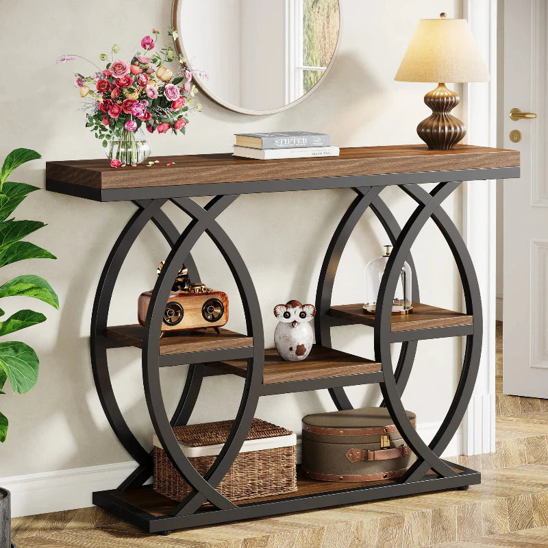 Elegant Rustic Console Table / Industrial 4-Tier Entryway Table