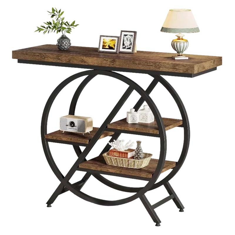 Elegant Rustic Console Table / Industrial 4-Tier Entryway Table