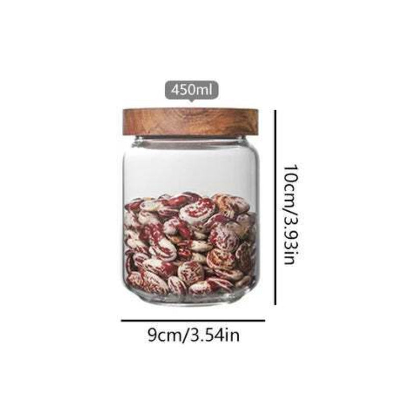 Glass Storage Jars with Bamboo Lids / Airtight Spice Containers