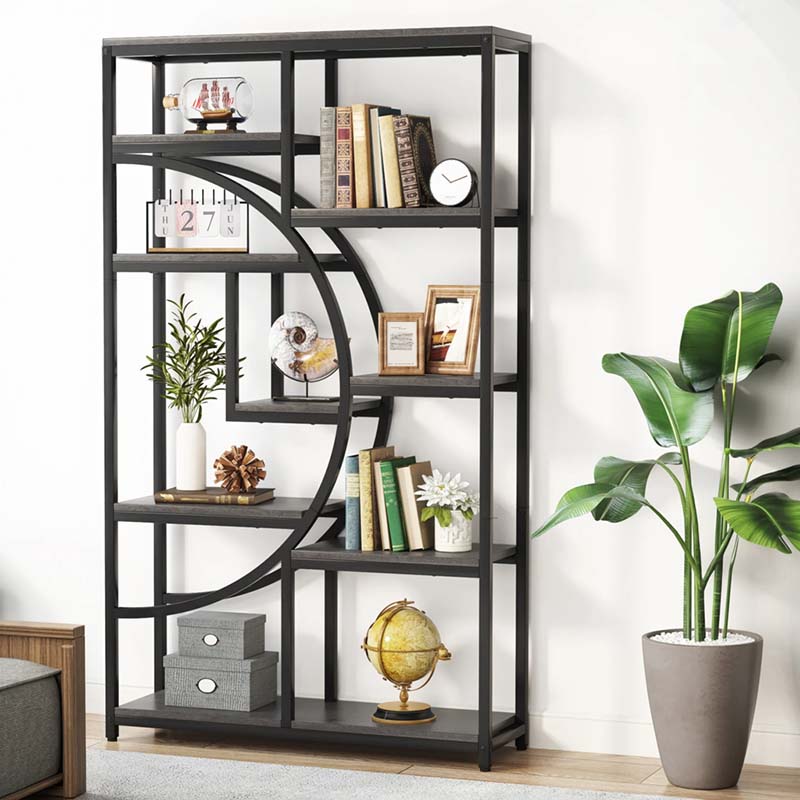 Industrial 5-Tier Bookcase – Modern Tall Bookshelf & Display Unit