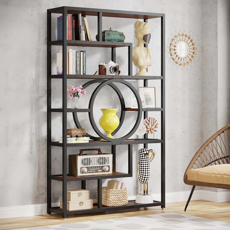Industrial 5-Tier Bookcase – Modern Tall Bookshelf & Display Unit