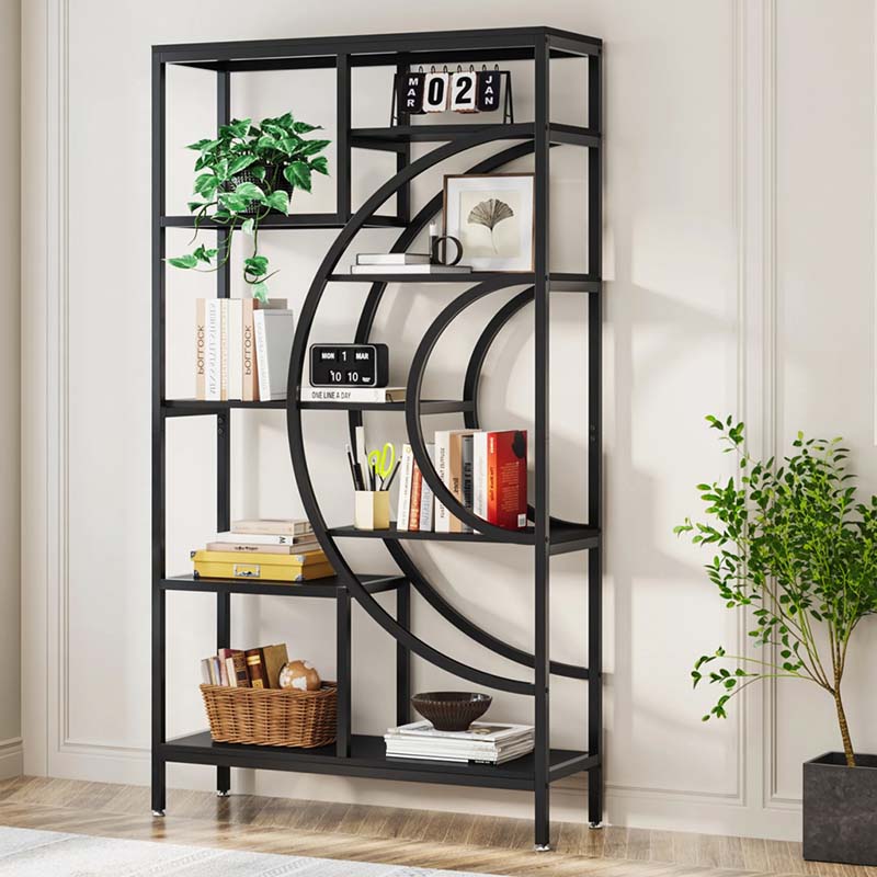Industrial 5-Tier Bookcase – Modern Tall Bookshelf & Display Unit