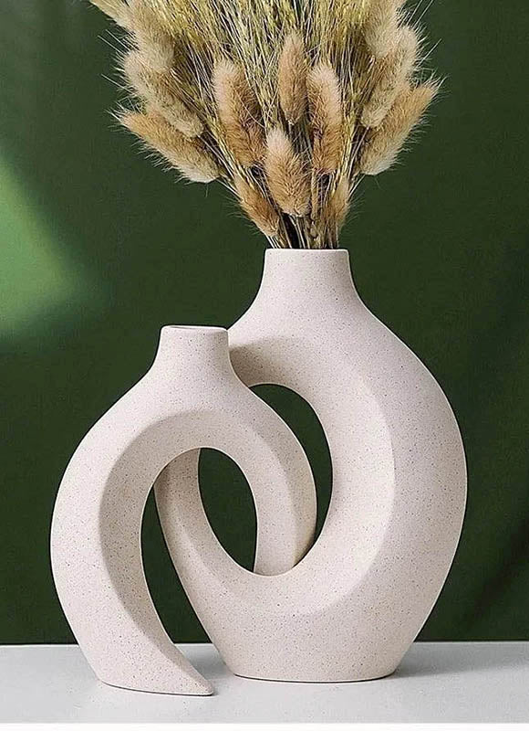 LER – Nordic Bloom Ceramic Vase Set – Sculptural Pair for Serene Styling