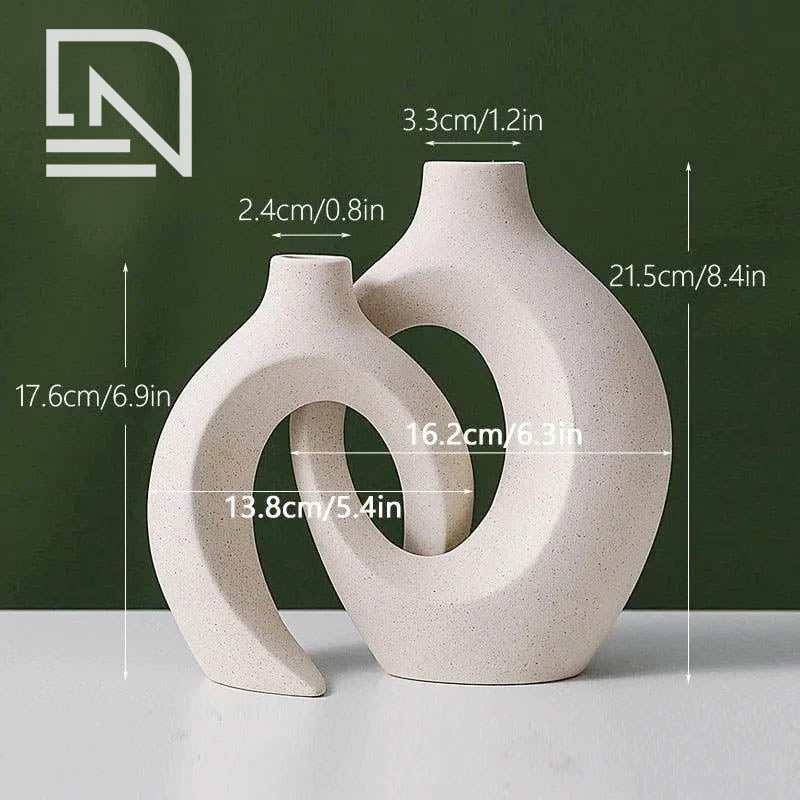 LER – Nordic Bloom Ceramic Vase Set – Sculptural Pair for Serene Styling