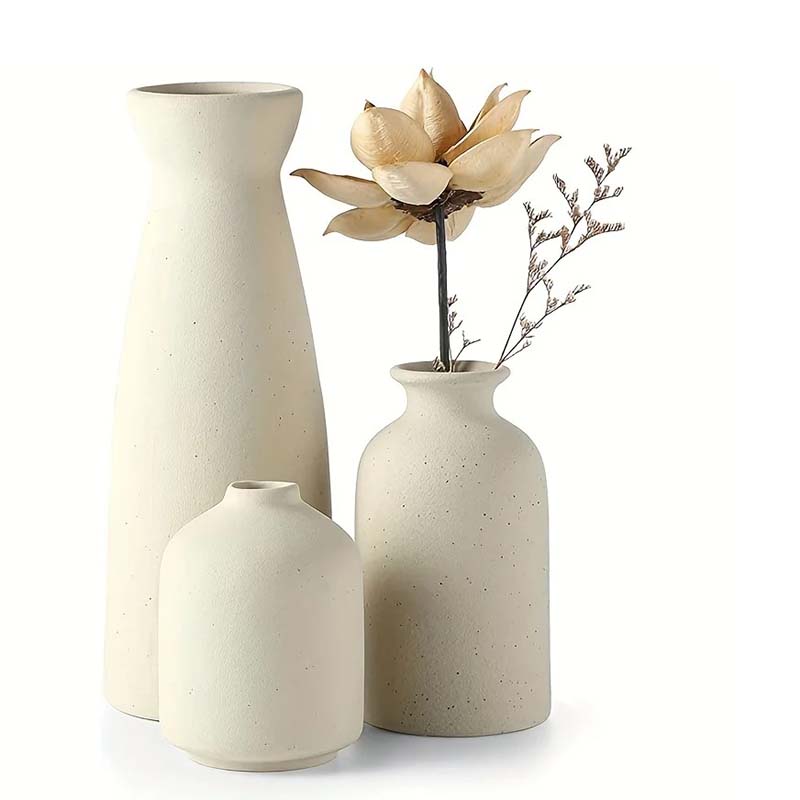 Modern Ceramic Vases Set of 3 / Minimalist Flower Vases for Home Decor