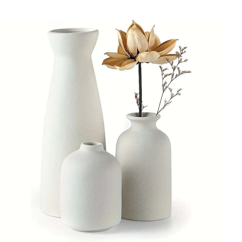 Modern Ceramic Vases Set of 3 / Minimalist Flower Vases for Home Decor