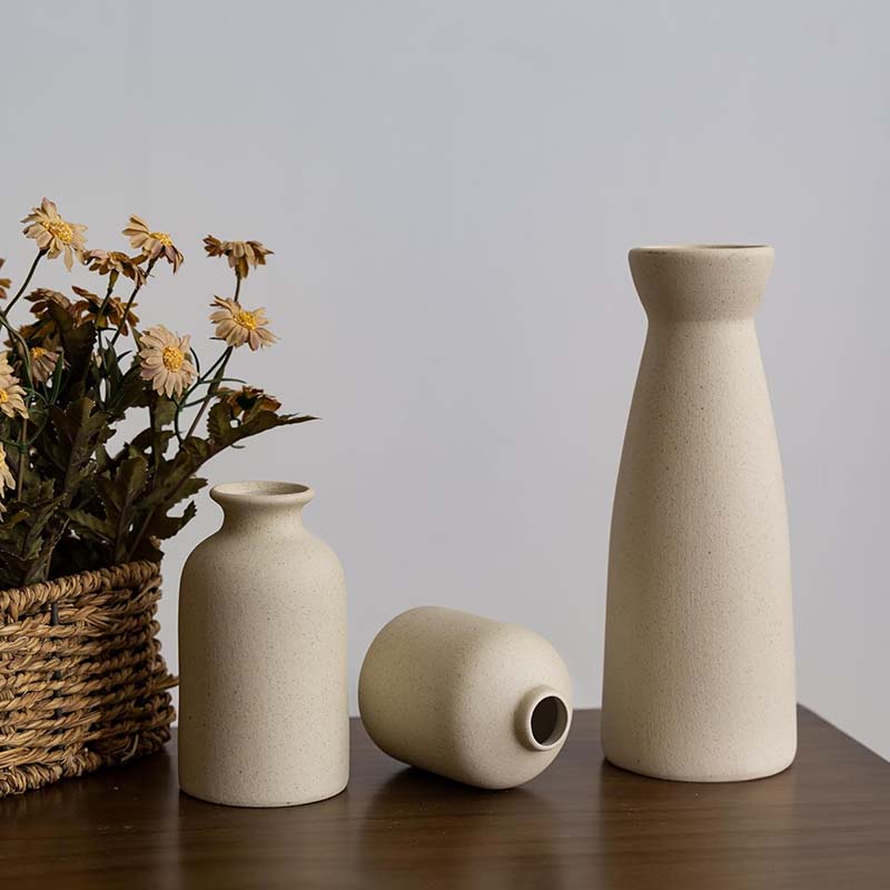 Modern Ceramic Vases Set of 3 / Minimalist Flower Vases for Home Decor