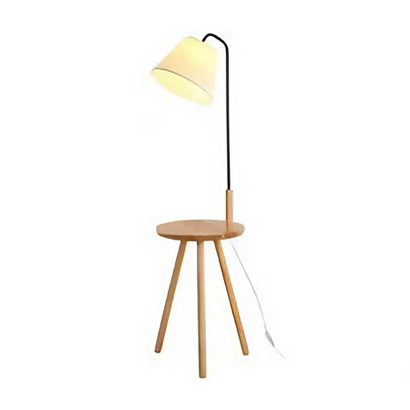 TEBORD – Nordic Wooden Floor Lamp with Table / Modern Home Lighting