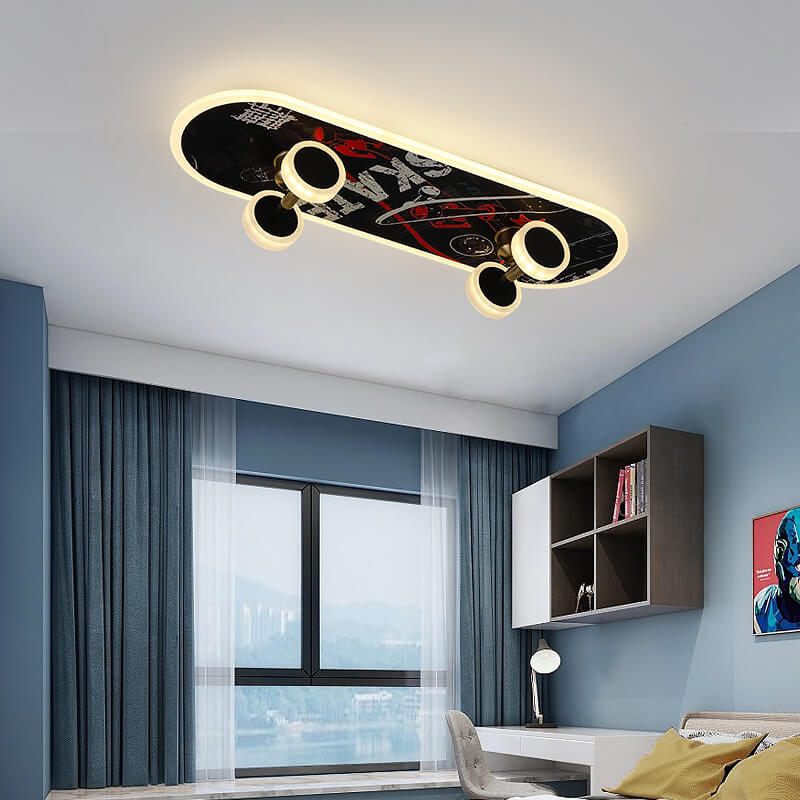 Creative Cartoon Skateboard Acrylic LED Kids Flush Mount Ceiling Light
