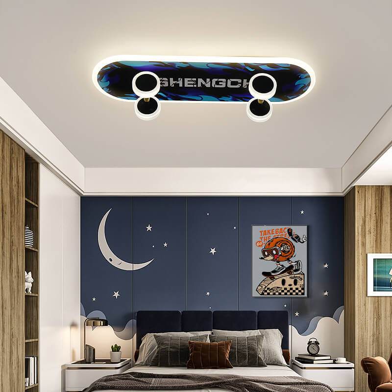 Creative Cartoon Skateboard Acrylic LED Kids Flush Mount Ceiling Light