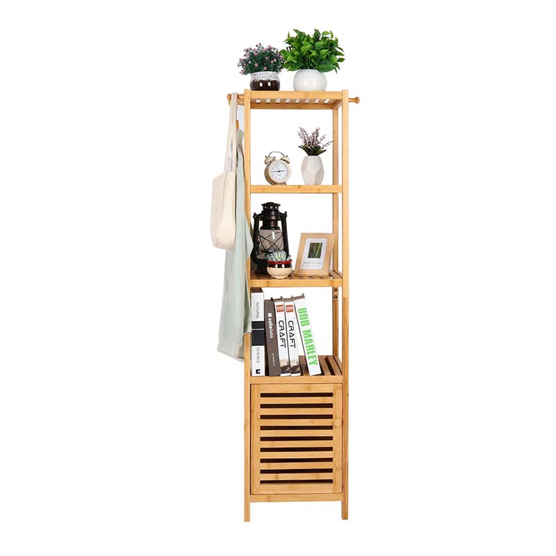 Slim Bamboo Storage Cabinet – Scandinavian Freestanding Shelf Unit