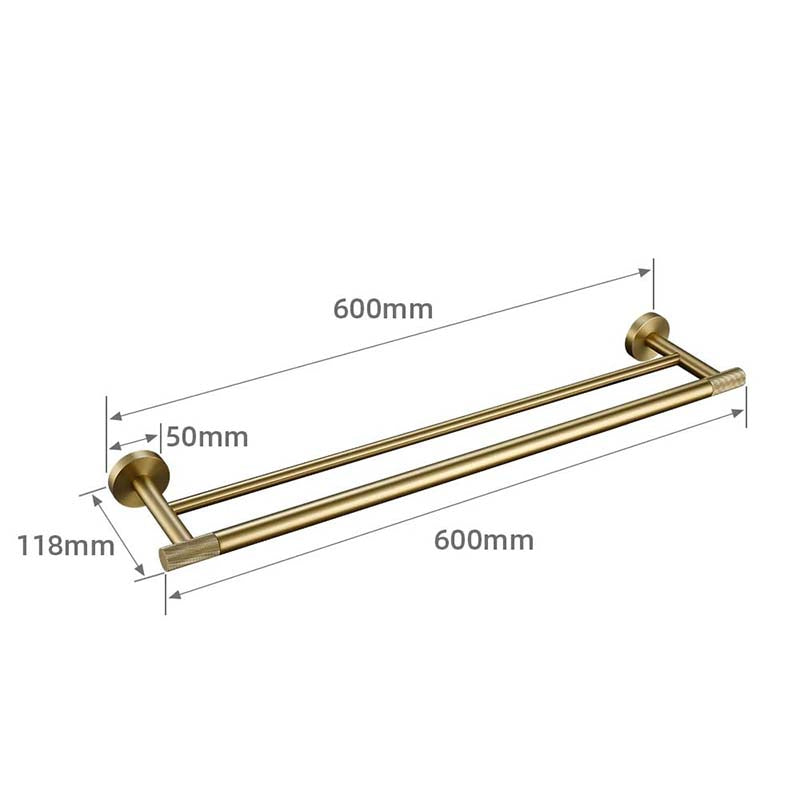 Brushed Gold Bathroom Accessories – Towel Rail, Toilet Roll Holder, Hooks and Shelf