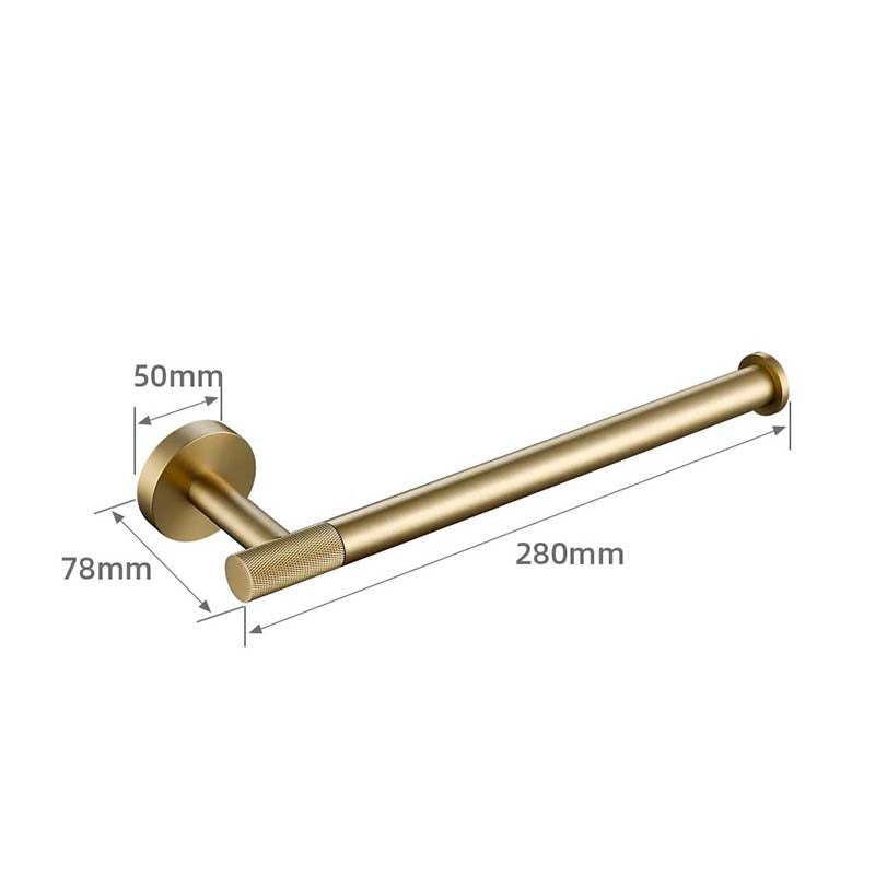 Brushed Gold Bathroom Accessories – Towel Rail, Toilet Roll Holder, Hooks and Shelf