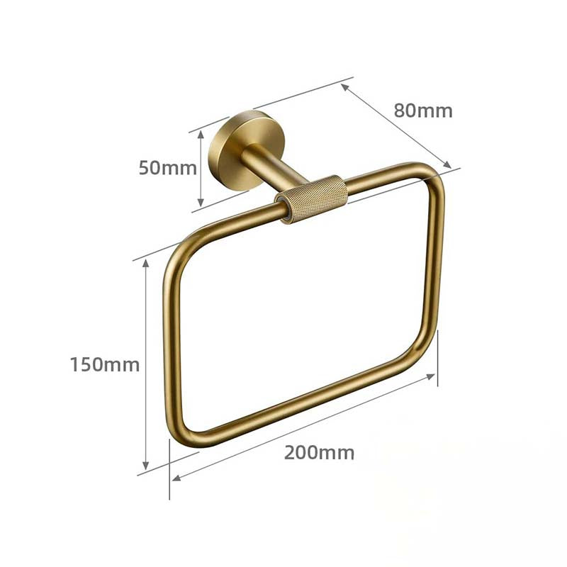 Brushed Gold Bathroom Accessories – Towel Rail, Toilet Roll Holder, Hooks and Shelf