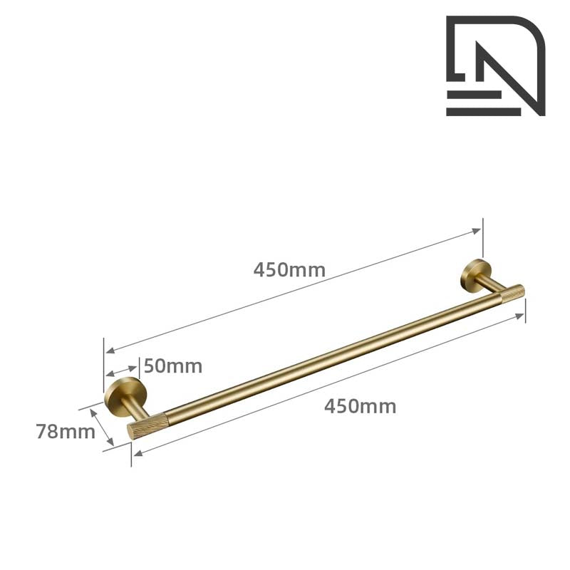 Brushed Gold Bathroom Accessories – Towel Rail, Toilet Roll Holder, Hooks and Shelf