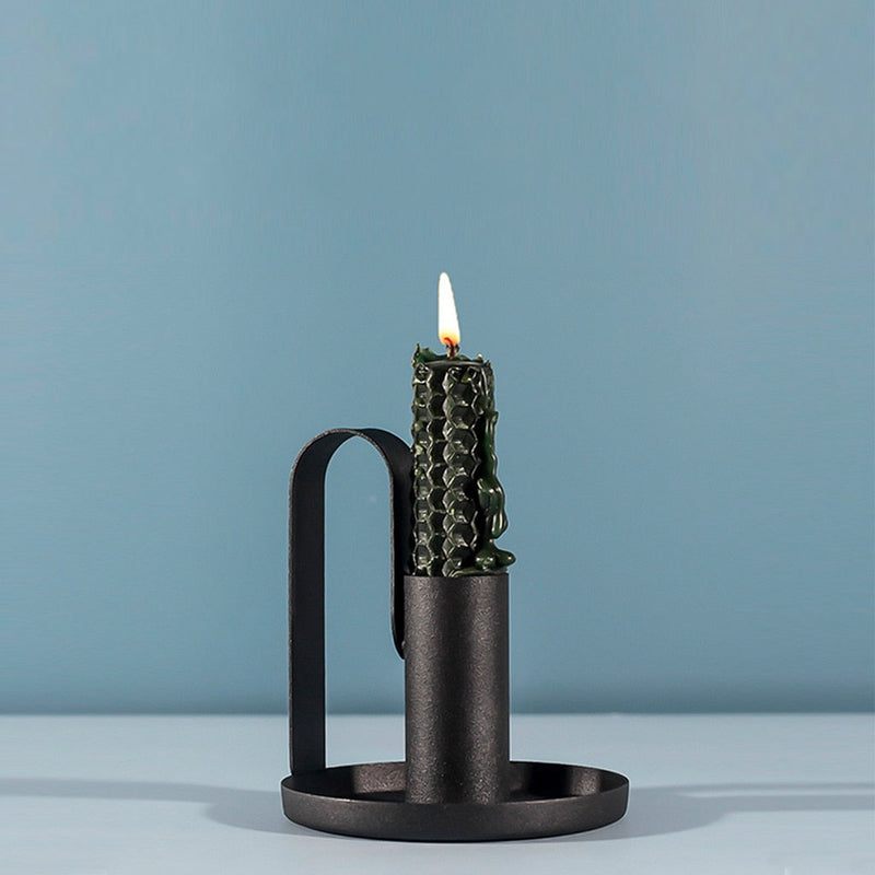 Elegant Black Candle Holder / Scandinavian Iron Décor Piece