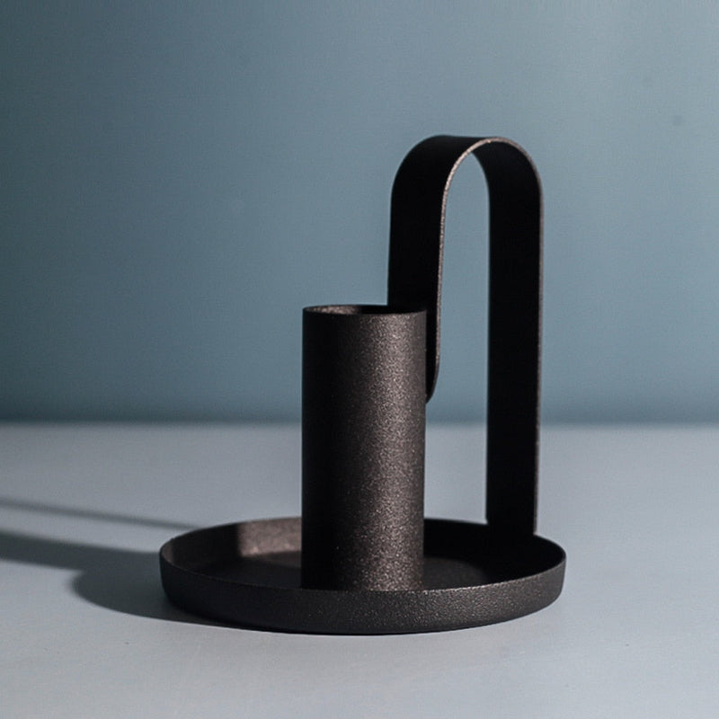 Elegant Black Candle Holder / Scandinavian Iron Décor Piece