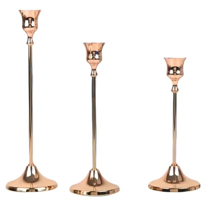 Elegant Metal Candle Holders Set / Vintage Scandinavian Décor