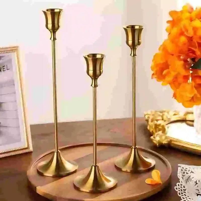 Elegant Metal Candle Holders Set / Vintage Scandinavian Décor