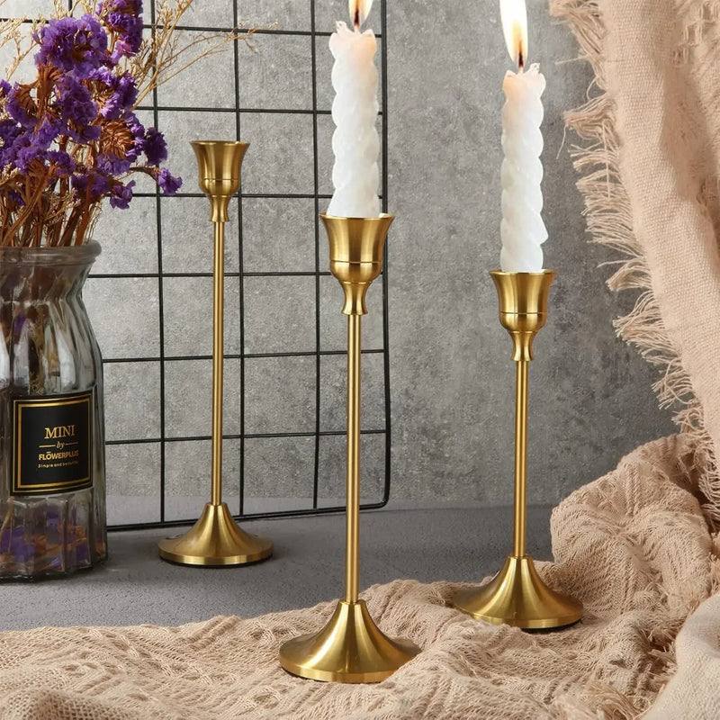 Elegant Metal Candle Holders Set / Vintage Scandinavian Décor