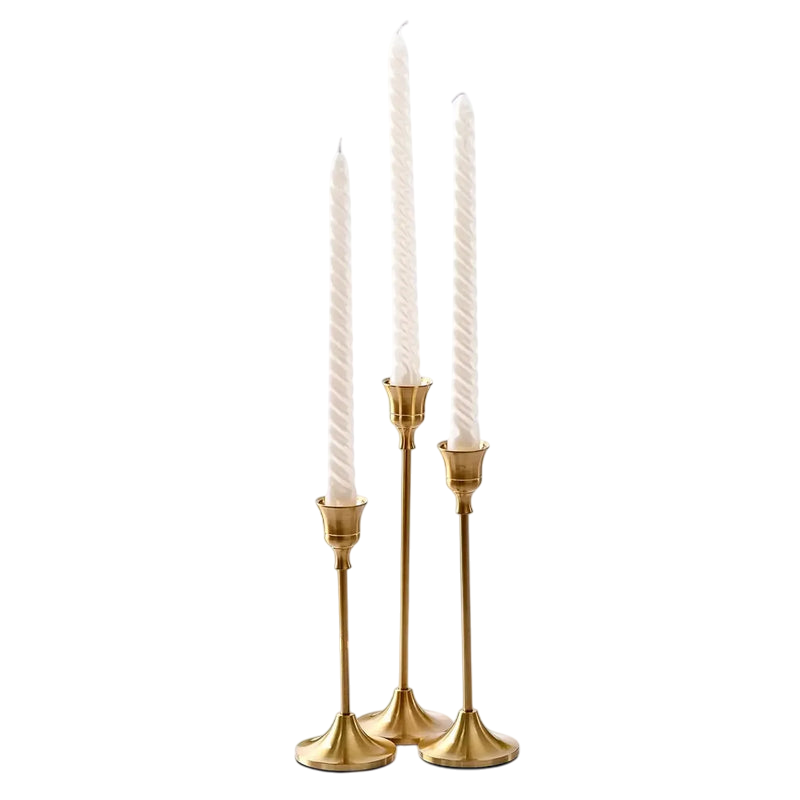 Elegant Metal Candle Holders Set / Vintage Scandinavian Décor