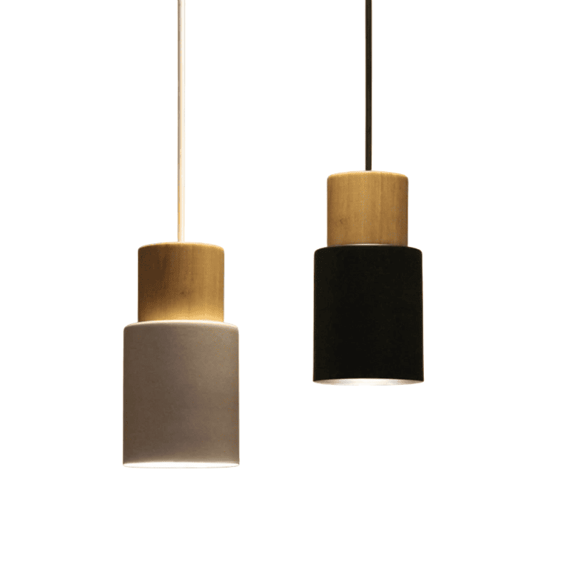 FINA – Nordic Wood & Metal Pendant Light / Modern Cylinder Kitchen Ceiling Lamp