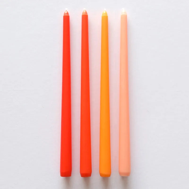 Gradient Colour Long Rod Candles / Dripless Smokeless 4 Set