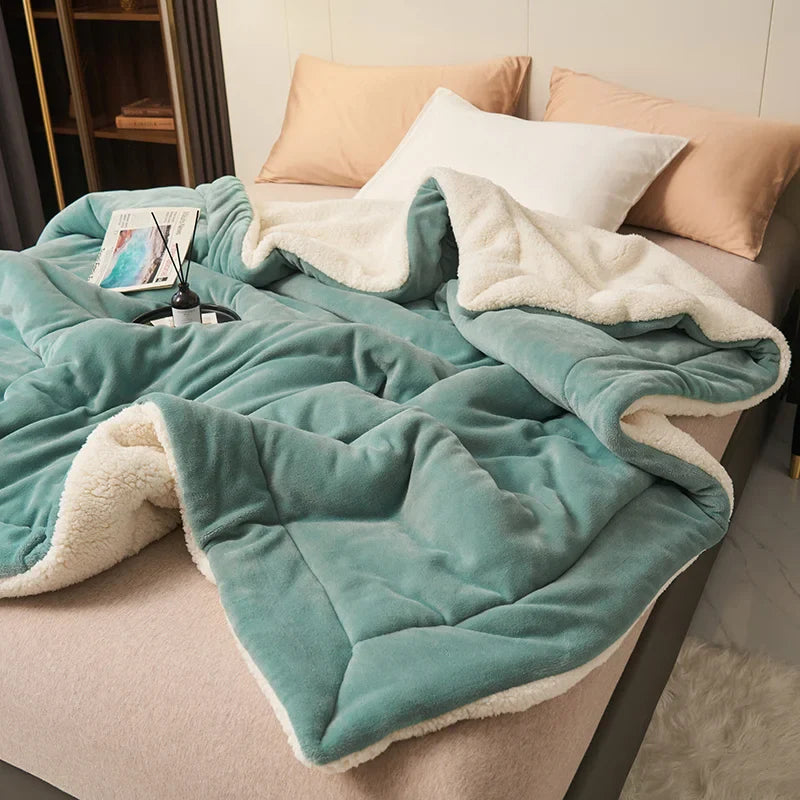 Soft Milk Fleece Blanket – Cozy Faux Lambswool Throw for Sofa & Bed
