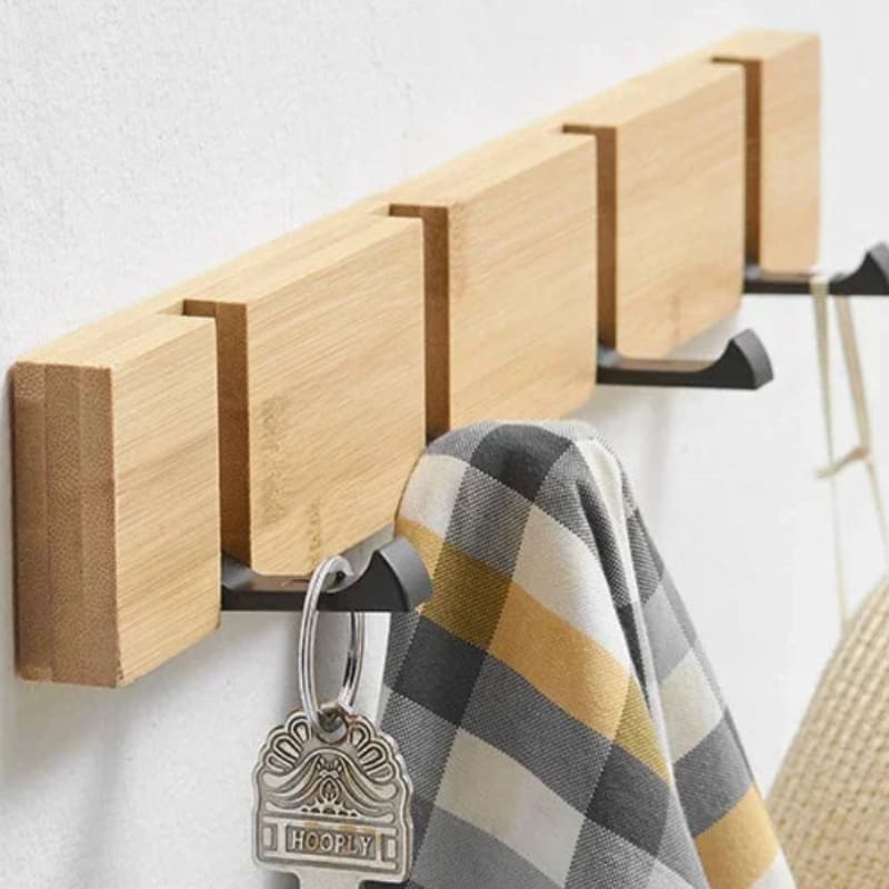 Modern Bamboo Wall Storage - Key Holder and Coat Hooks