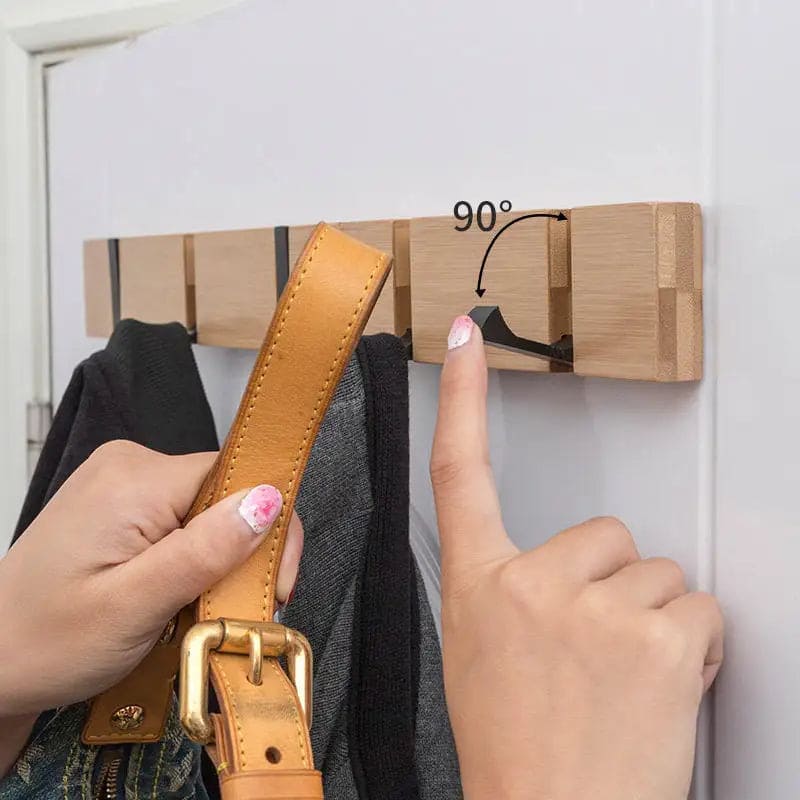 Modern Bamboo Wall Storage - Key Holder and Coat Hooks
