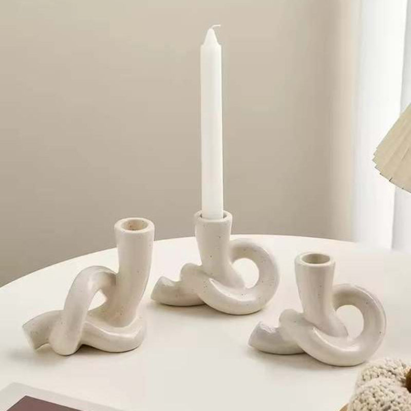 Nordic Candle Holder – Ceramic Scandinavian Décor Piece