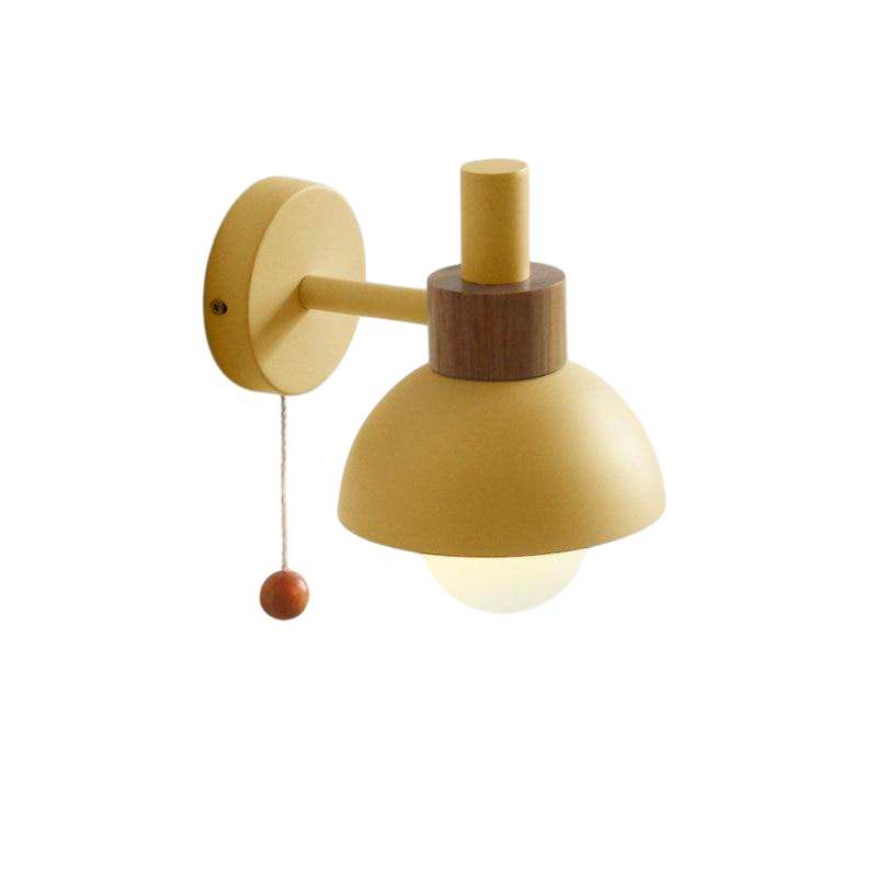 NOYA – Pastel Wood & Metal Globe Wall Sconce / Stylish Wall Lamp Lighting